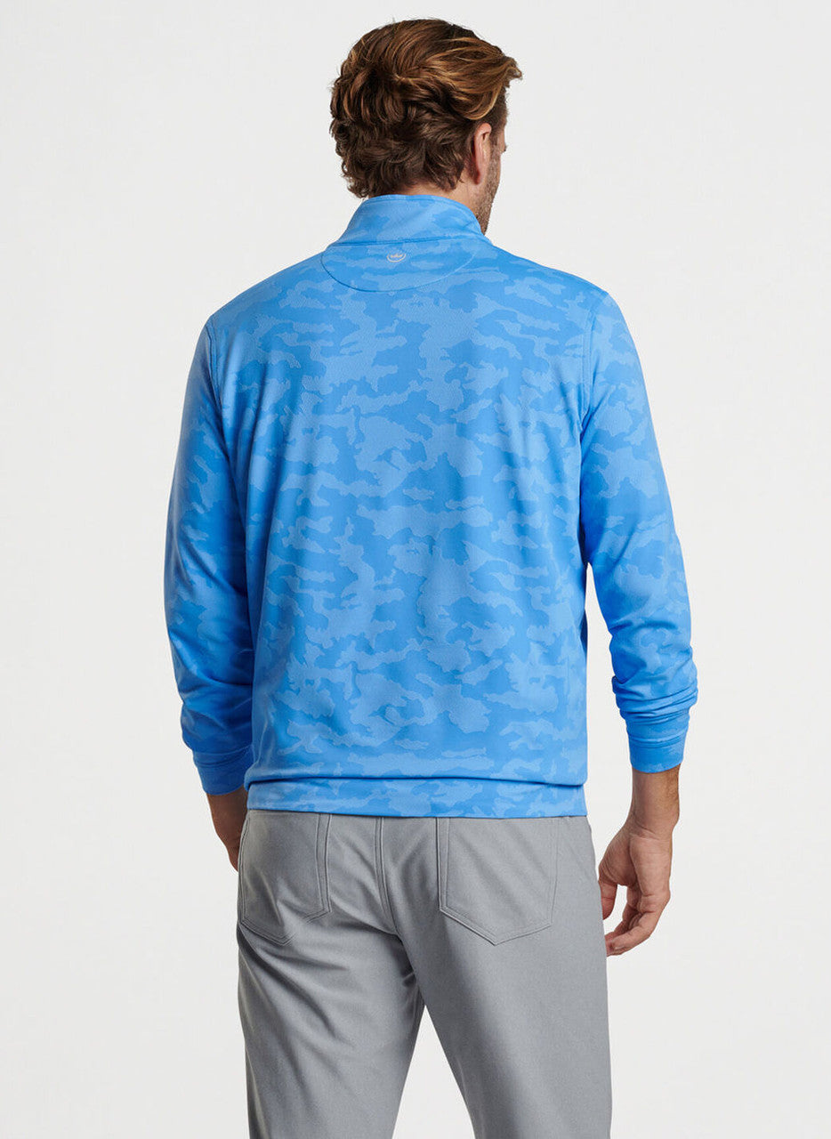 Peter Millar Perth Camo Performance Quarter Zip: Liberty Blue