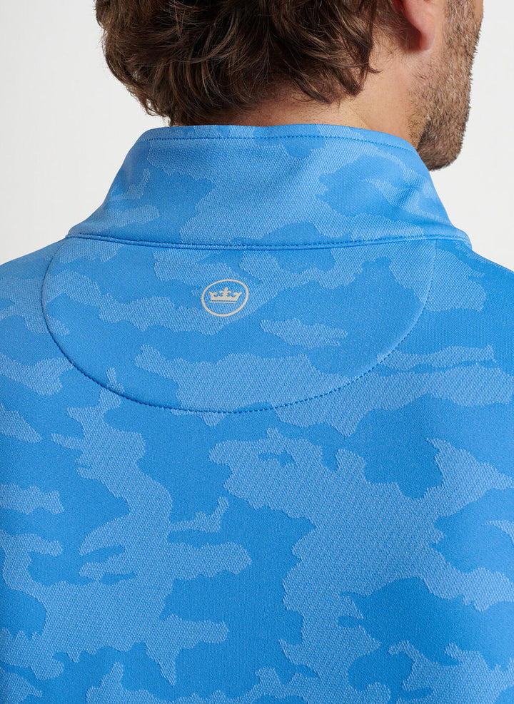 Peter Millar Perth Camo Performance Quarter Zip: Liberty Blue