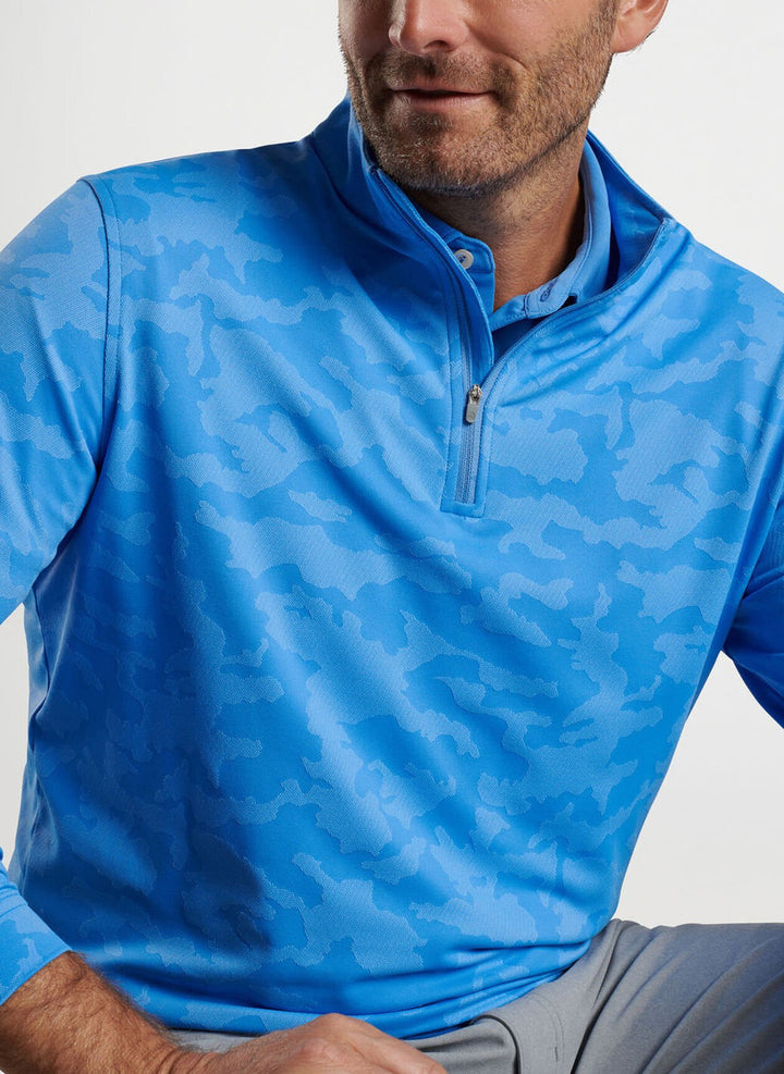 Peter Millar Perth Camo Performance Quarter Zip: Liberty Blue