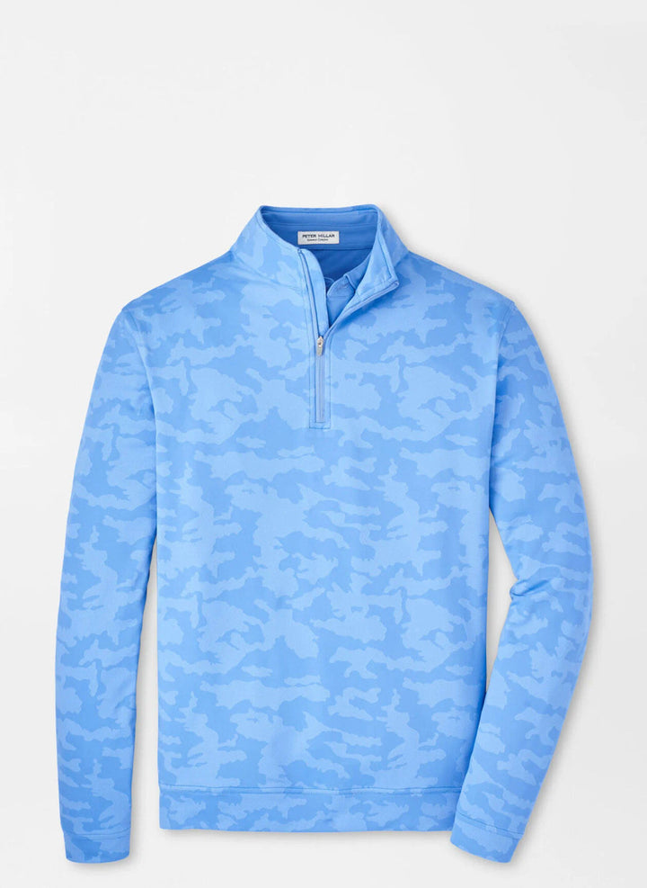 Peter Millar Perth Camo Performance Quarter Zip: Liberty Blue