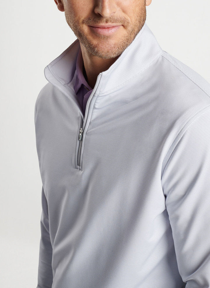 Peter Millar Perth Sugar Stripe Performance Quarter-Zip: British Grey