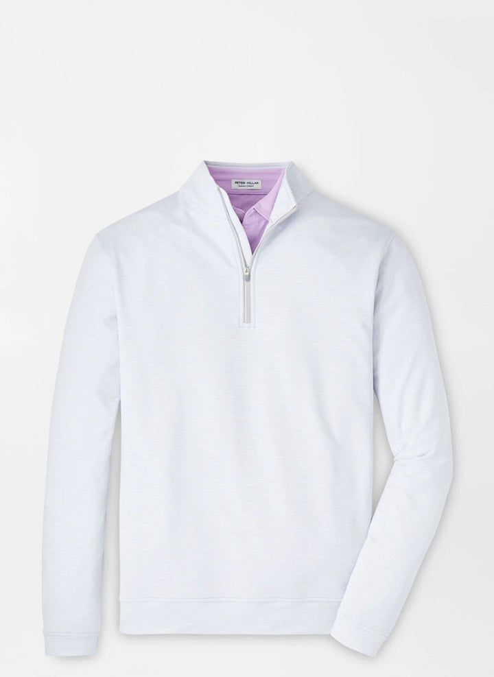 Peter Millar Perth Sugar Stripe Performance Quarter-Zip: British Grey