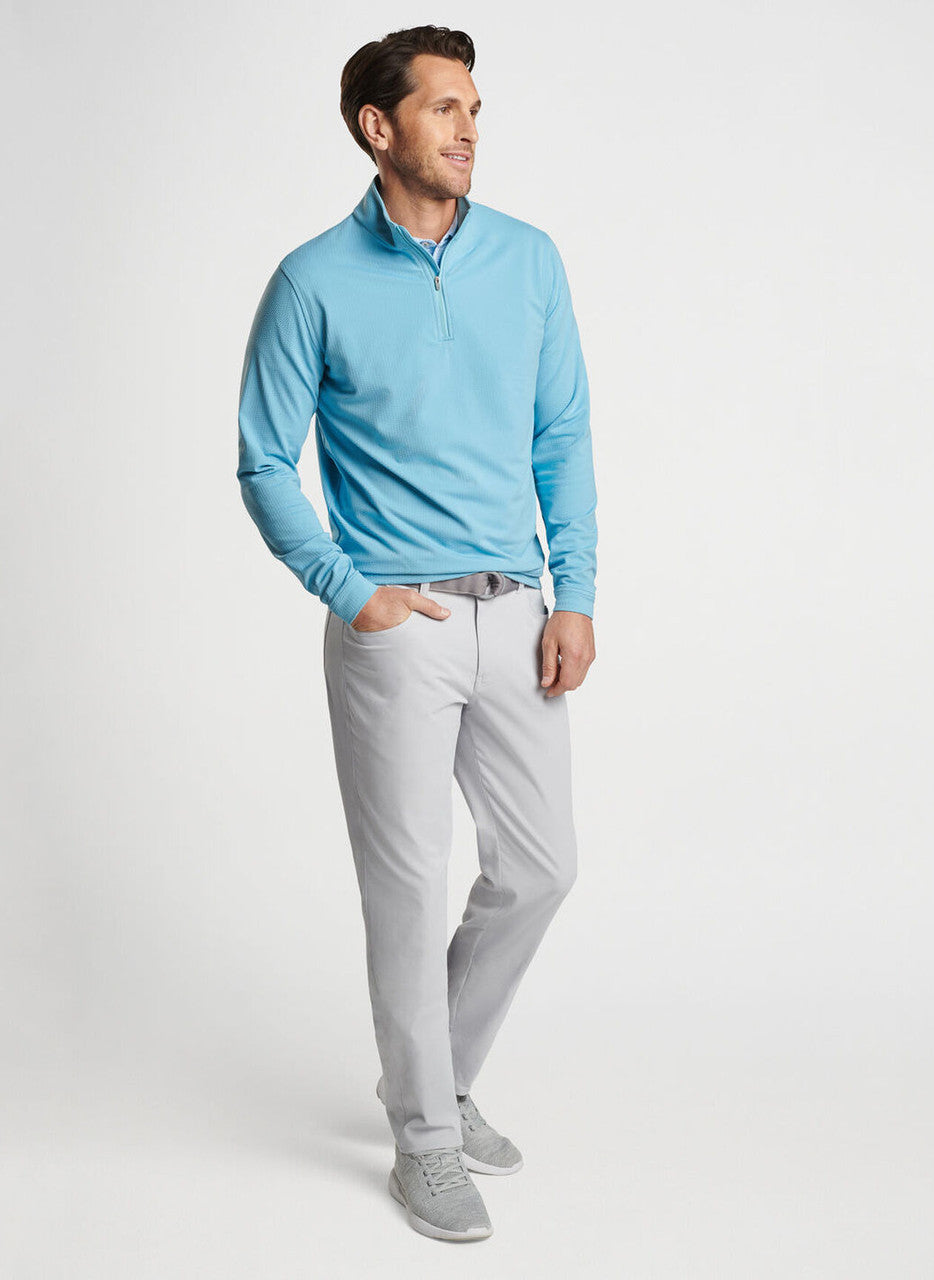 Peter Millar Perth Oval Stitch Performance Quarter Zip: Cyan