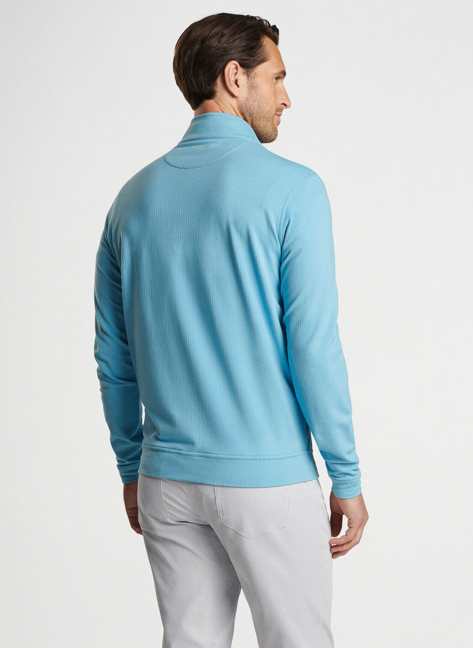 Peter Millar Perth Oval Stitch Performance Quarter Zip: Cyan