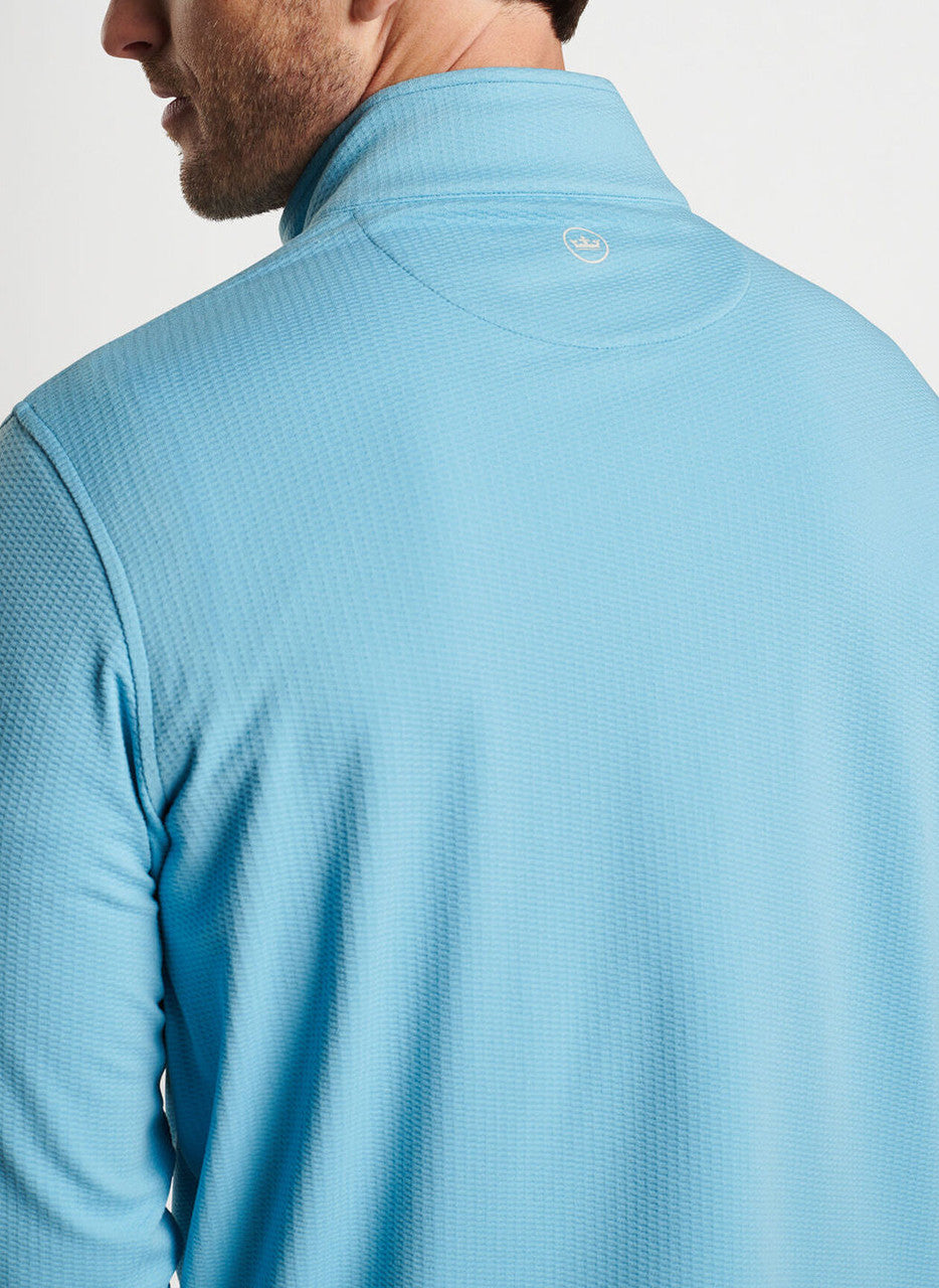 Peter Millar Perth Oval Stitch Performance Quarter Zip: Cyan