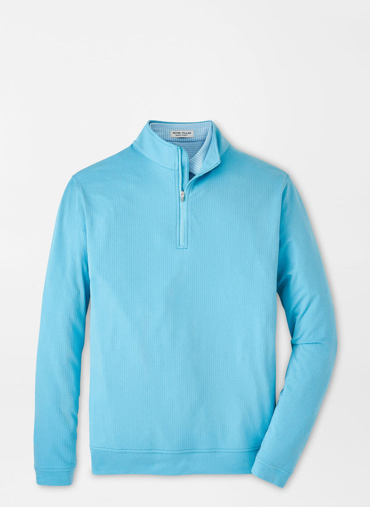 Peter Millar Perth Oval Stitch Performance Quarter Zip: Cyan