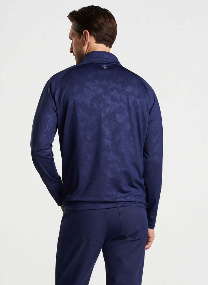 Peter Millar Verge Windowpane Camo Performance Quarter-Zip: Navy