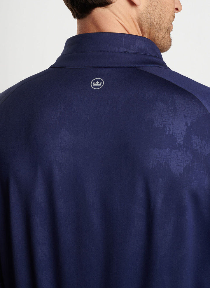 Peter Millar Verge Windowpane Camo Performance Quarter-Zip: Navy