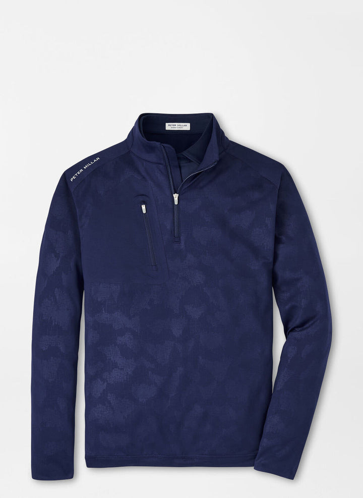 Peter Millar Verge Windowpane Camo Performance Quarter-Zip: Navy