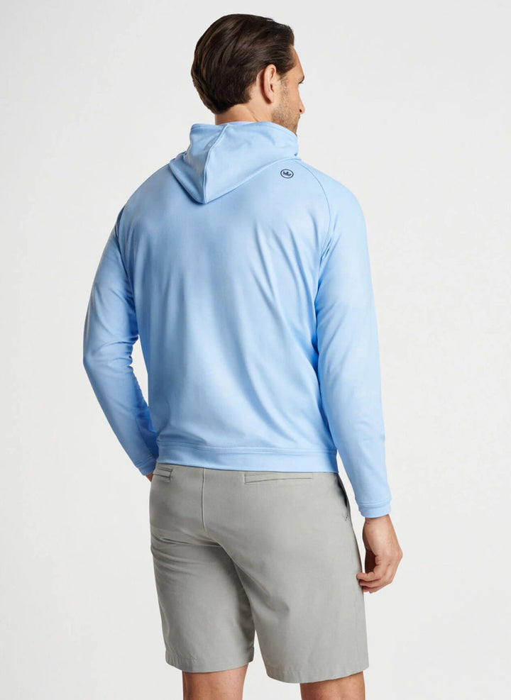 Peter Millar Pine Camo Performance Hoodie: Cottage Blue