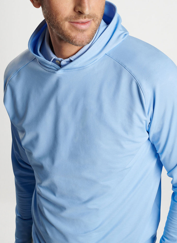 Peter Millar Pine Camo Performance Hoodie: Cottage Blue