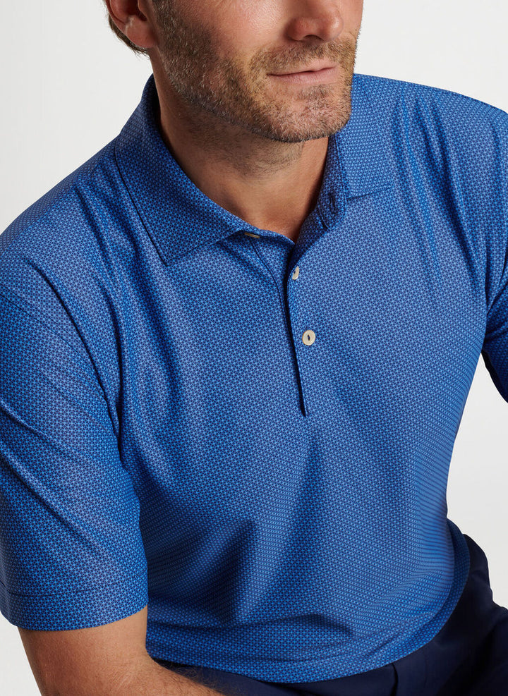 Peter Millar Cumberland Geo Performance Mesh Polo: Sport Navy