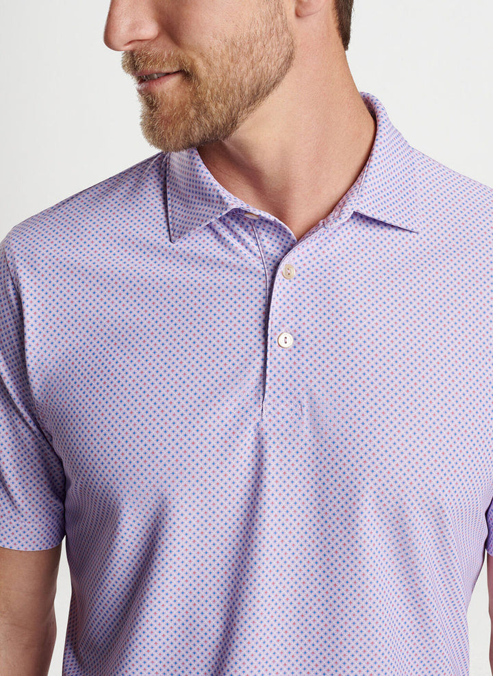 Peter Millar Orbital Geo Performance Mesh Polo: Petal Purple