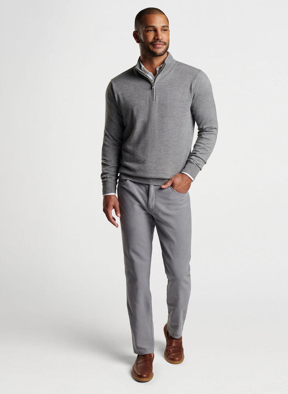 Peter Millar Canton Stripe Quarter Zip Sweater: Iron