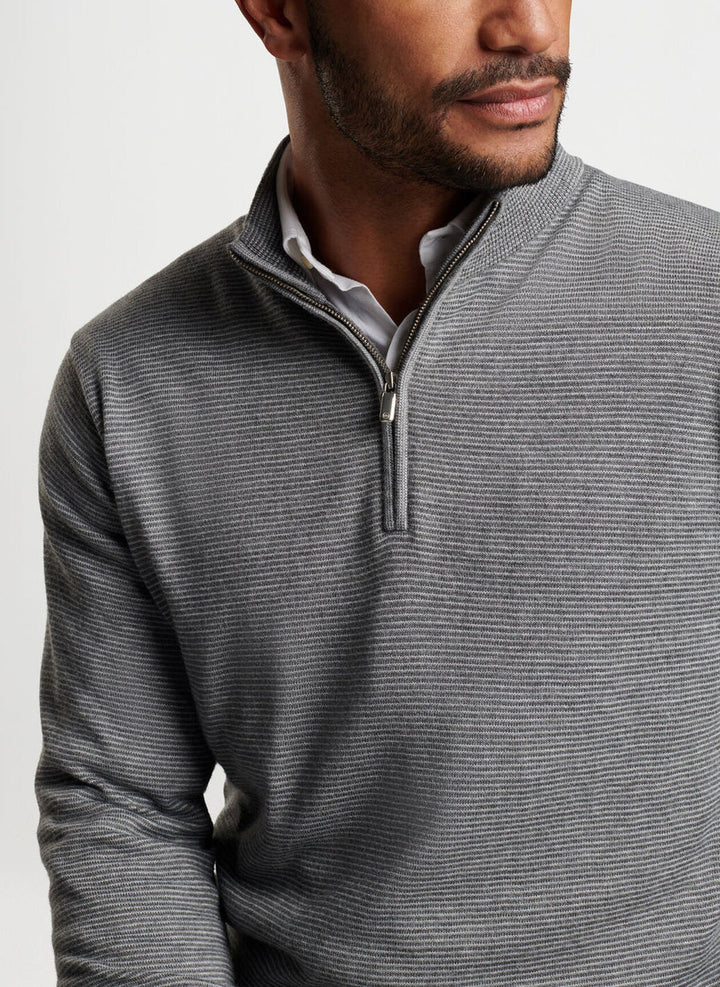 Peter Millar Canton Stripe Quarter Zip Sweater: Iron