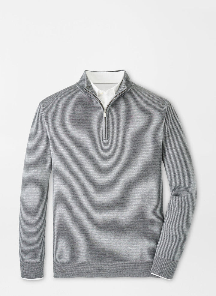 Peter Millar Canton Stripe Quarter Zip Sweater: Iron