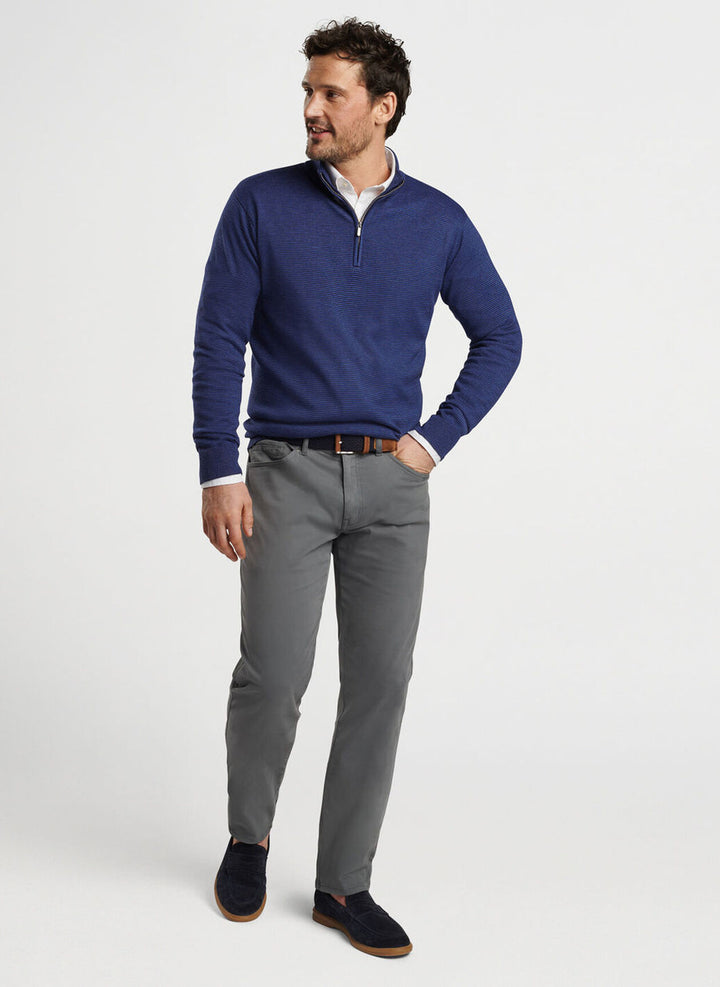 Peter Millar Canton Stripe Quarter Zip Sweater: Navy