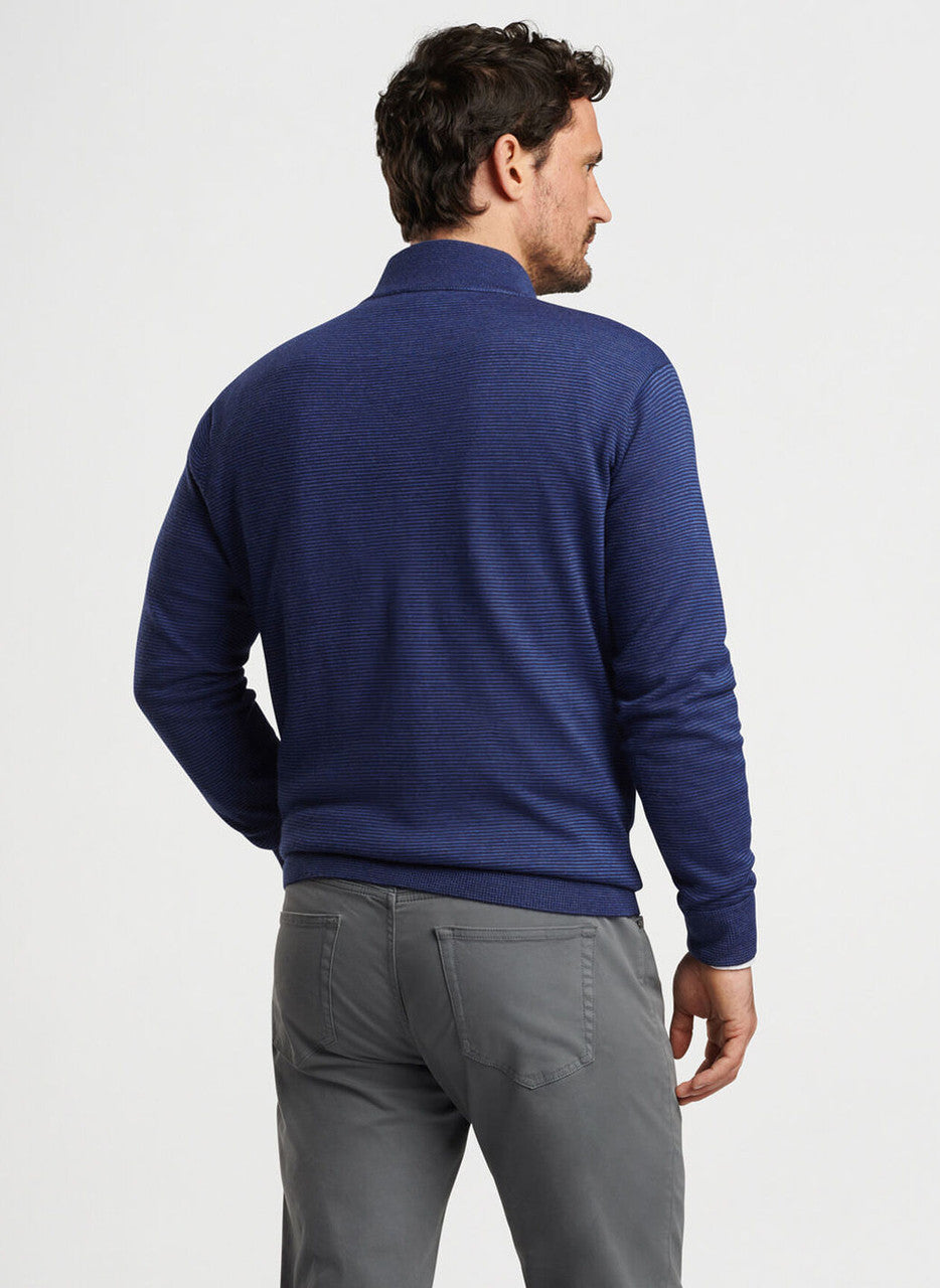 Peter Millar Canton Stripe Quarter Zip Sweater: Navy