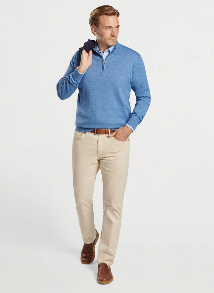 Peter Millar Canton Stripe Quarter Zip Sweater: Ocean Blue