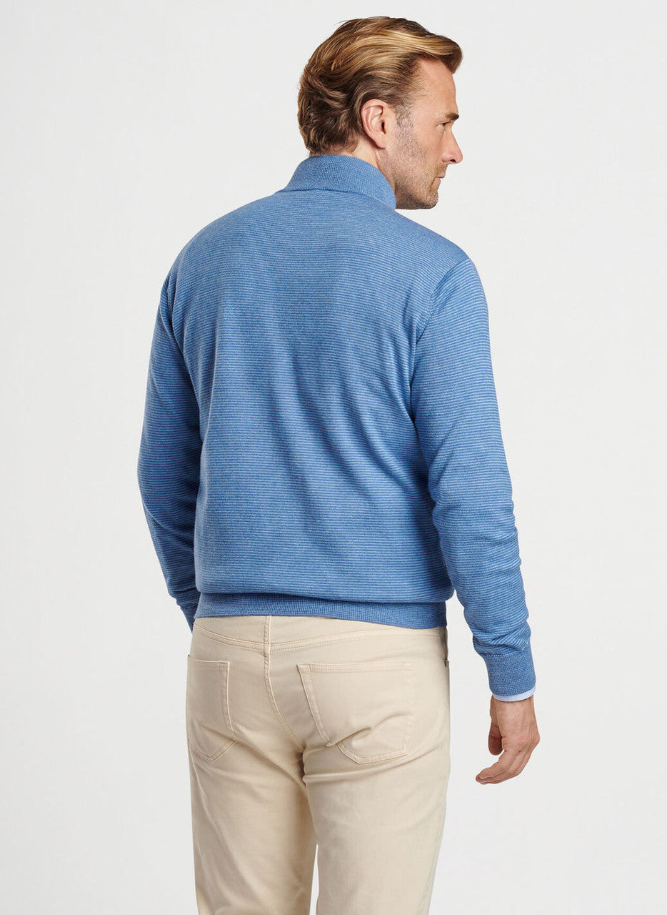 Peter Millar Canton Stripe Quarter Zip Sweater: Ocean Blue