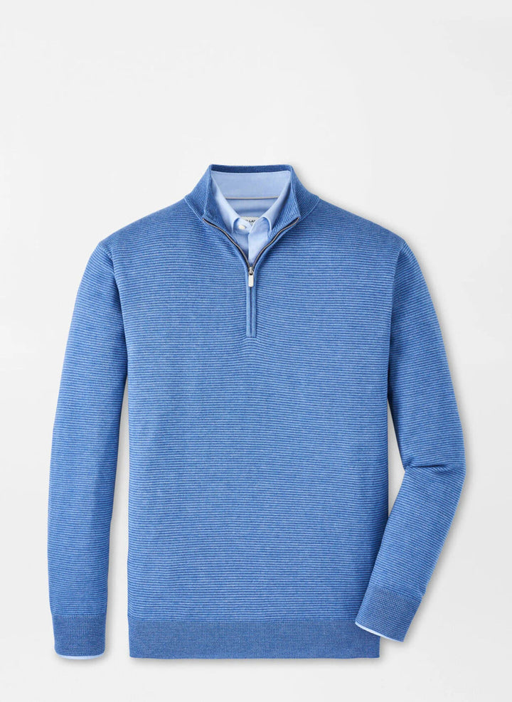 Peter Millar Canton Stripe Quarter Zip Sweater: Ocean Blue