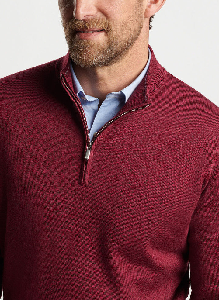 Peter Millar Autumn Crest Quarter-Zip: Celosia Red