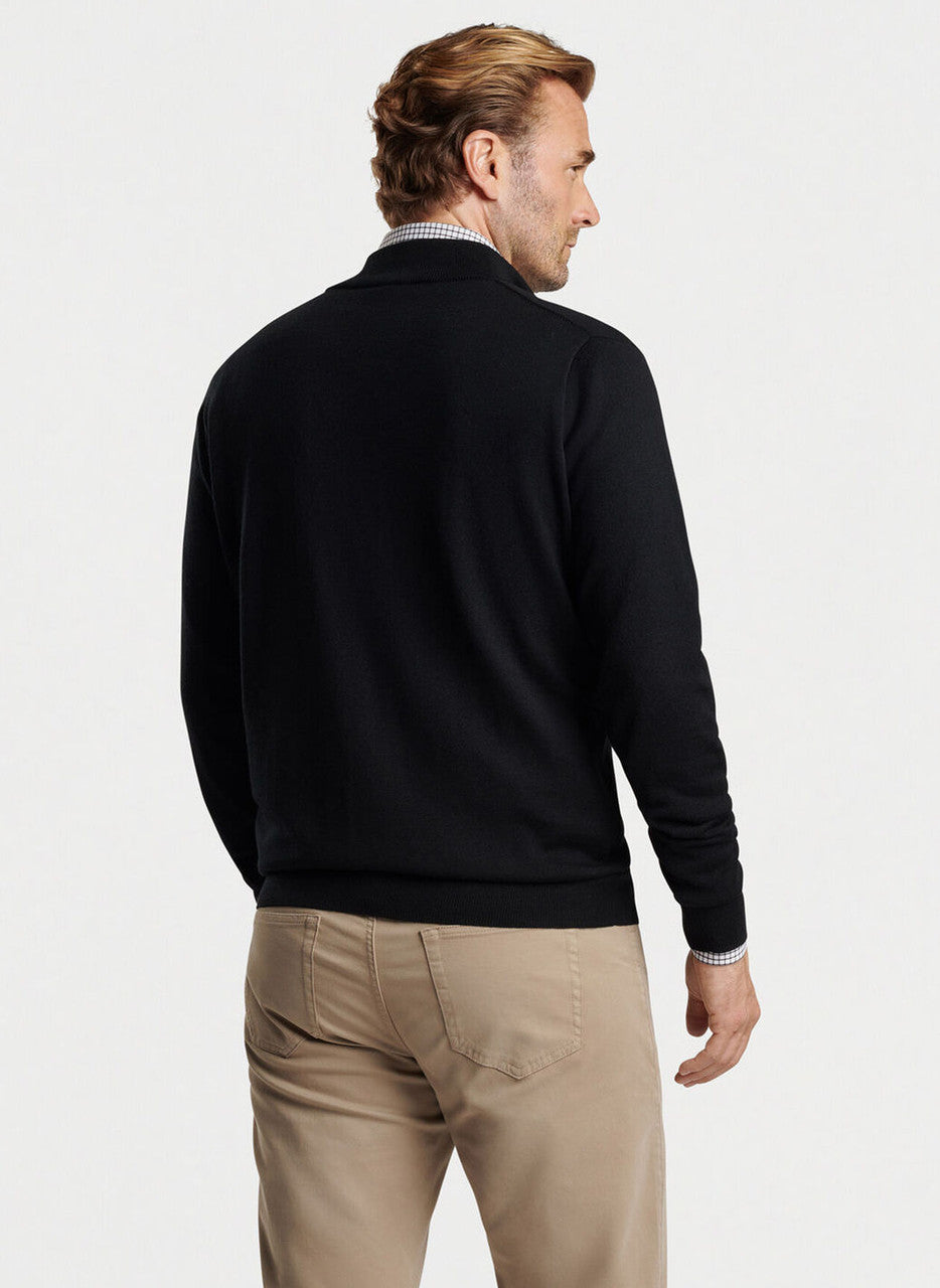 Peter Millar Autumn Crest Suede Trim Quarter-Zip: Black