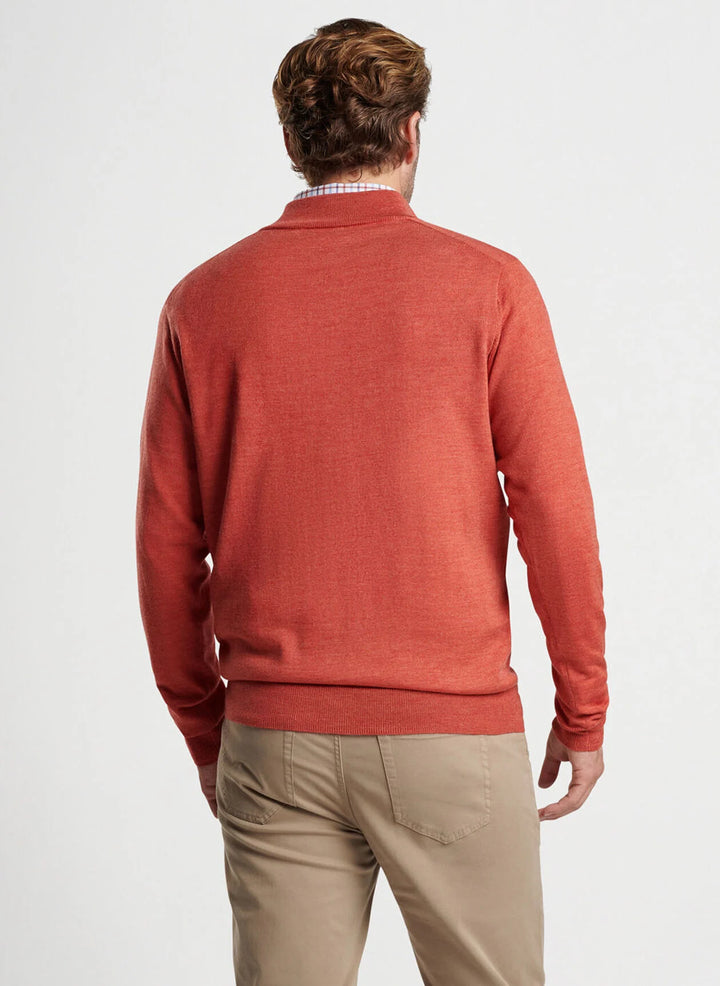 Peter Millar Autumn Crest Suede Trim Quarter-Zip: Burnt Orange