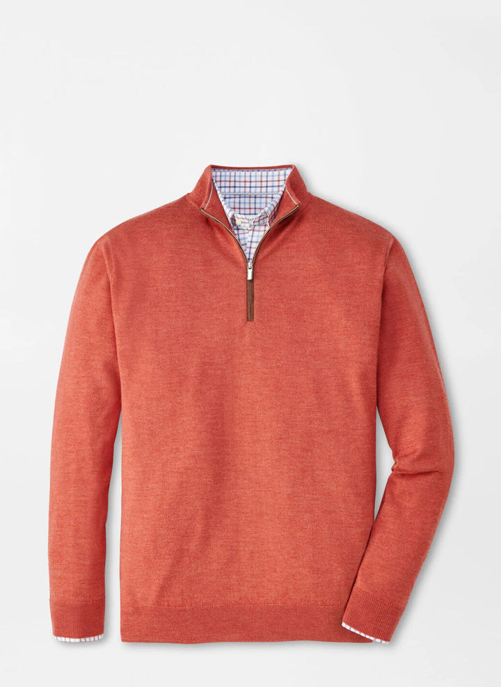 Peter Millar Autumn Crest Suede Trim Quarter-Zip: Burnt Orange