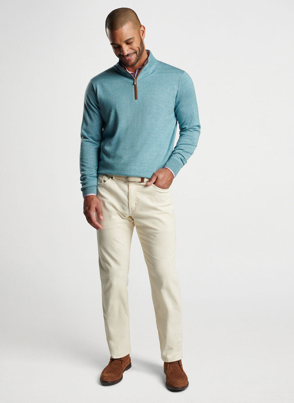 Peter Millar Autumn Crest Suede Trim Quarter-Zip: Cyan