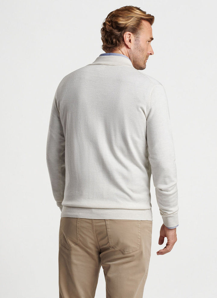 Peter Millar Autumn Crest Suede Trim Quarter-Zip: Ivory