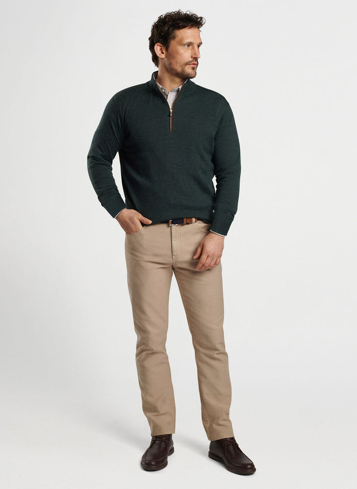 Peter Millar Autumn Crest Suede Trim Quarter-Zip: Lacinato