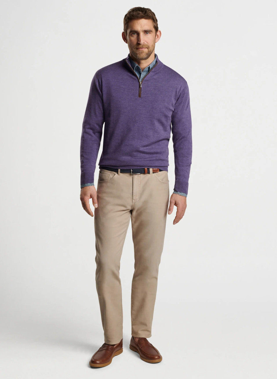 Peter Millar Autumn Crest Suede Trim Quarter-Zip: Midnight Purple