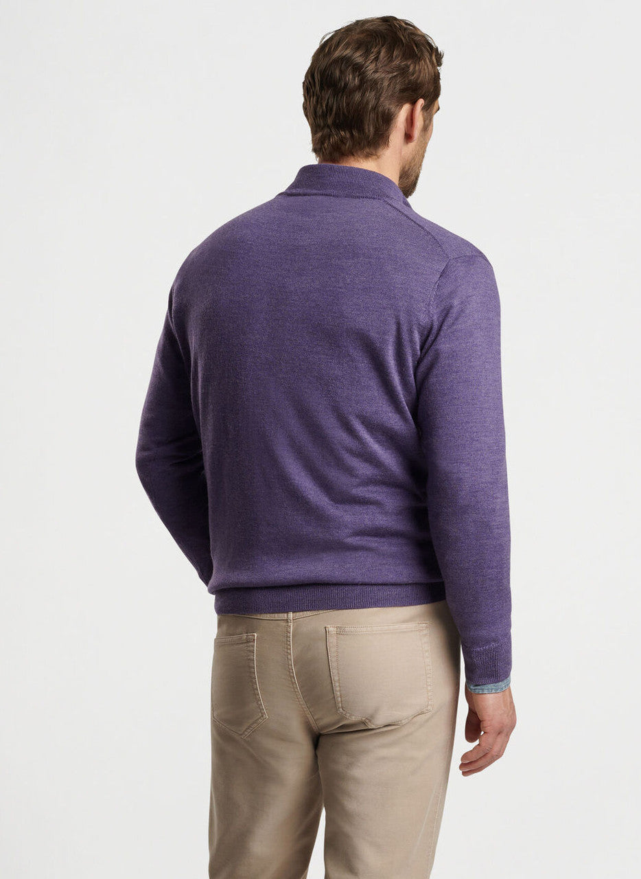 Peter Millar Autumn Crest Suede Trim Quarter-Zip: Midnight Purple