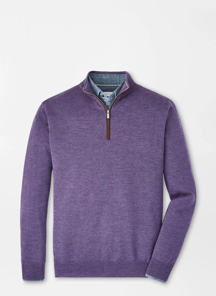 Peter Millar Autumn Crest Suede Trim Quarter-Zip: Midnight Purple