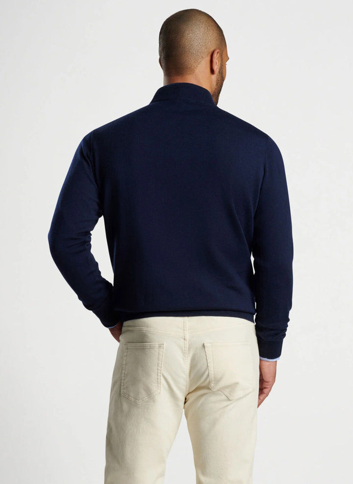 Peter Millar Autumn Crest Suede Trim Quarter-Zip: Navy