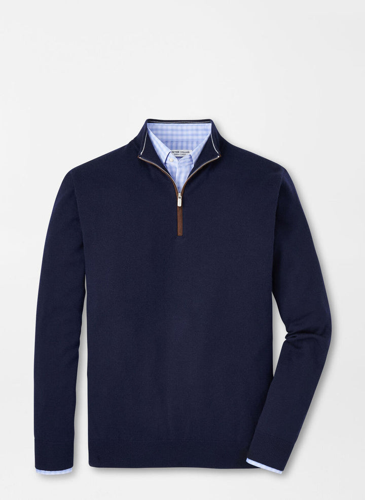 Peter Millar Autumn Crest Suede Trim Quarter-Zip: Navy