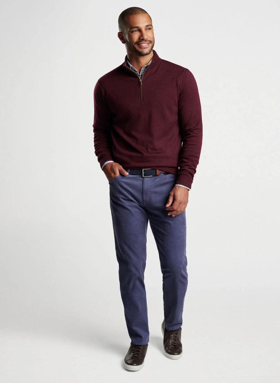 Peter Millar Autumn Crest Suede Trim Quarter-Zip: Winterberry