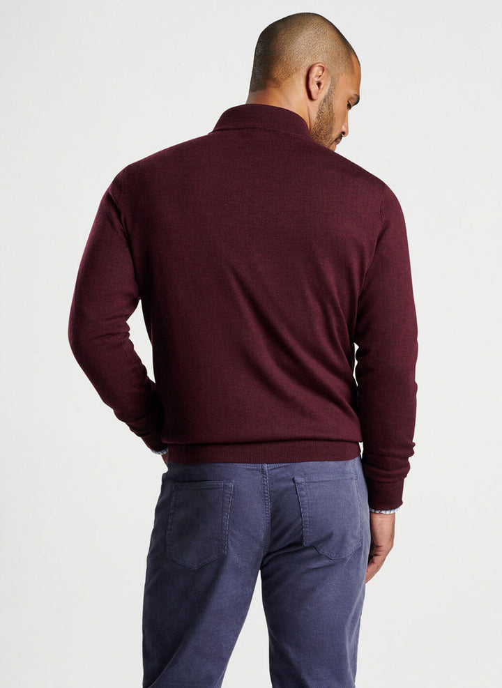 Peter Millar Autumn Crest Suede Trim Quarter-Zip: Winterberry