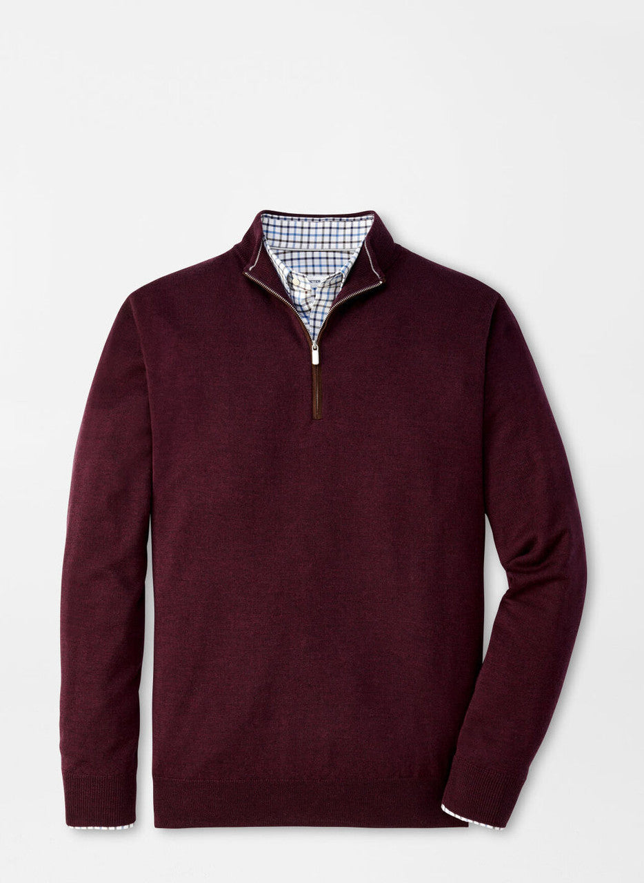 Peter Millar Autumn Crest Suede Trim Quarter-Zip: Winterberry