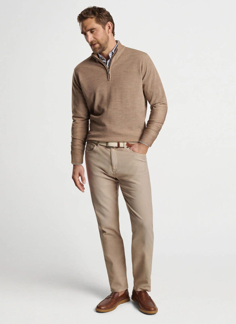 Peter Millar Breaker Birdseye Quarter-Zip: Irish Cream