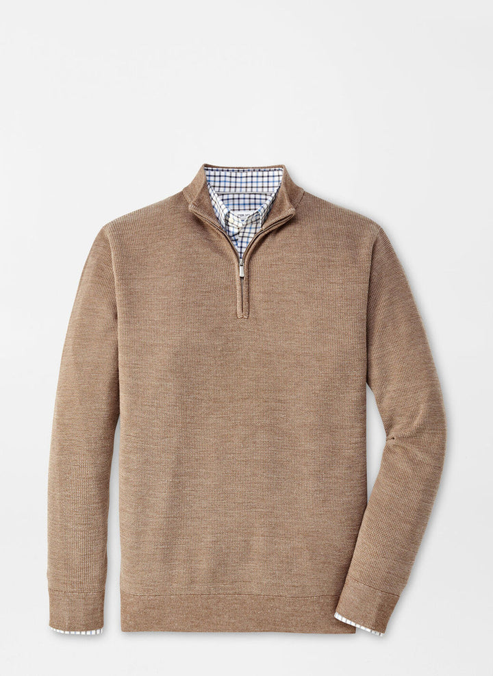 Peter Millar Breaker Birdseye Quarter-Zip: Irish Cream