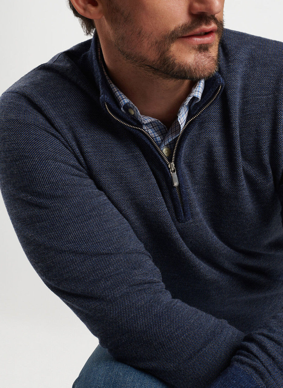 Peter Millar Breaker Birdseye Quarter-Zip: Navy