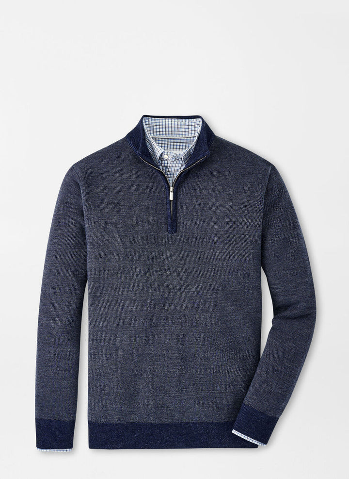 Peter Millar Breaker Birdseye Quarter-Zip: Navy