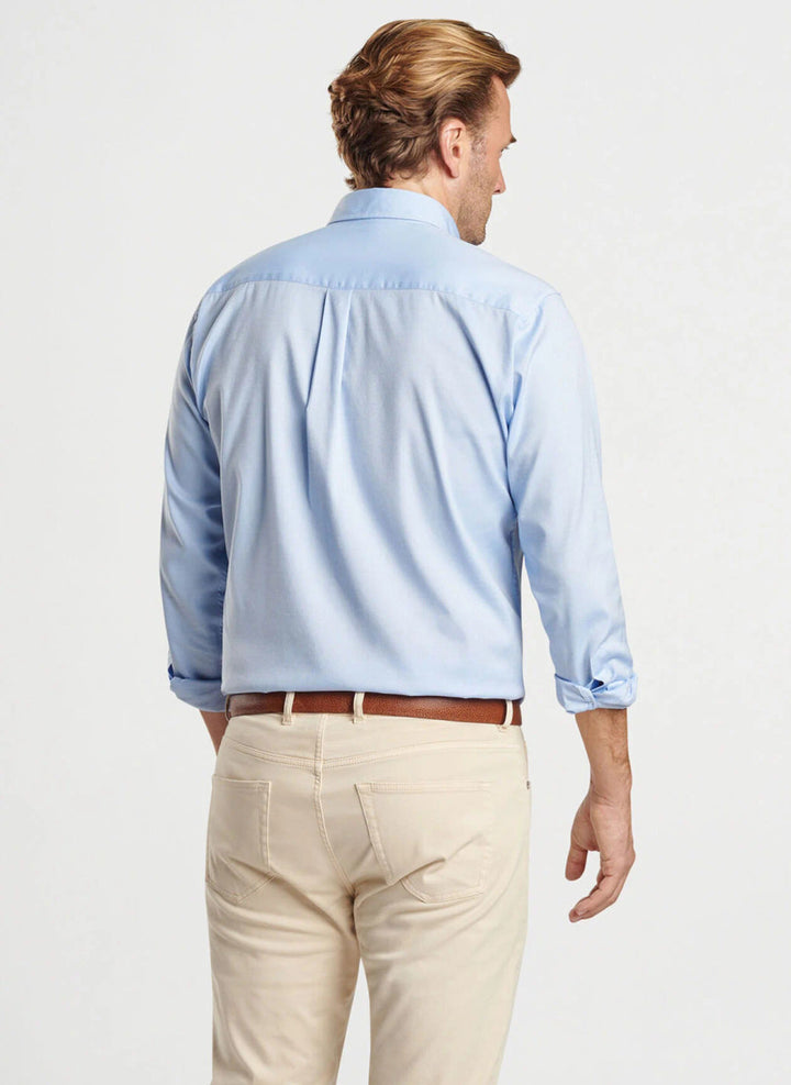 Peter Millar Campbell Perfect Pinpoint Cotton-Stretch Sport Shirt: Cottage Blue
