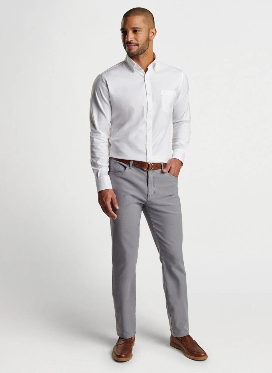 Peter Millar Campbell Perfect Pinpoint Cotton-Stretch Sport Shirt: White