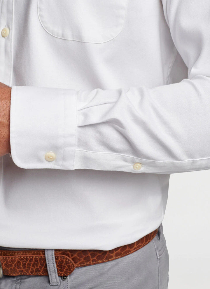 Peter Millar Campbell Perfect Pinpoint Cotton-Stretch Sport Shirt: White