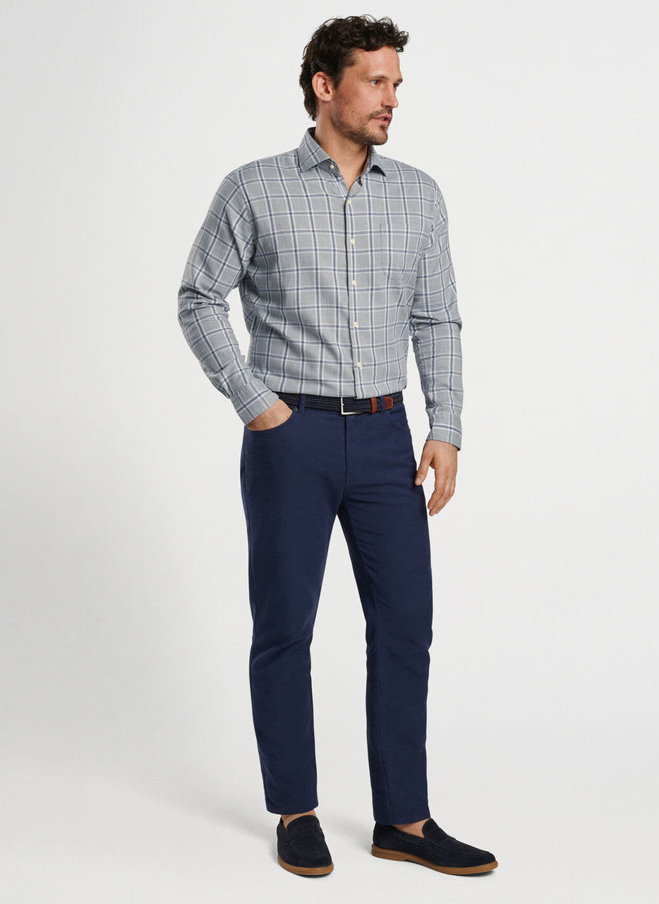 Peter Millar Vernon Flannelite Cotton-Stretch Sport Shirt: Gale Grey