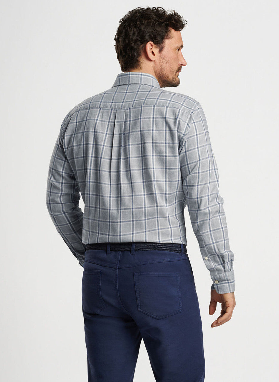 Peter Millar Vernon Flannelite Cotton-Stretch Sport Shirt: Gale Grey