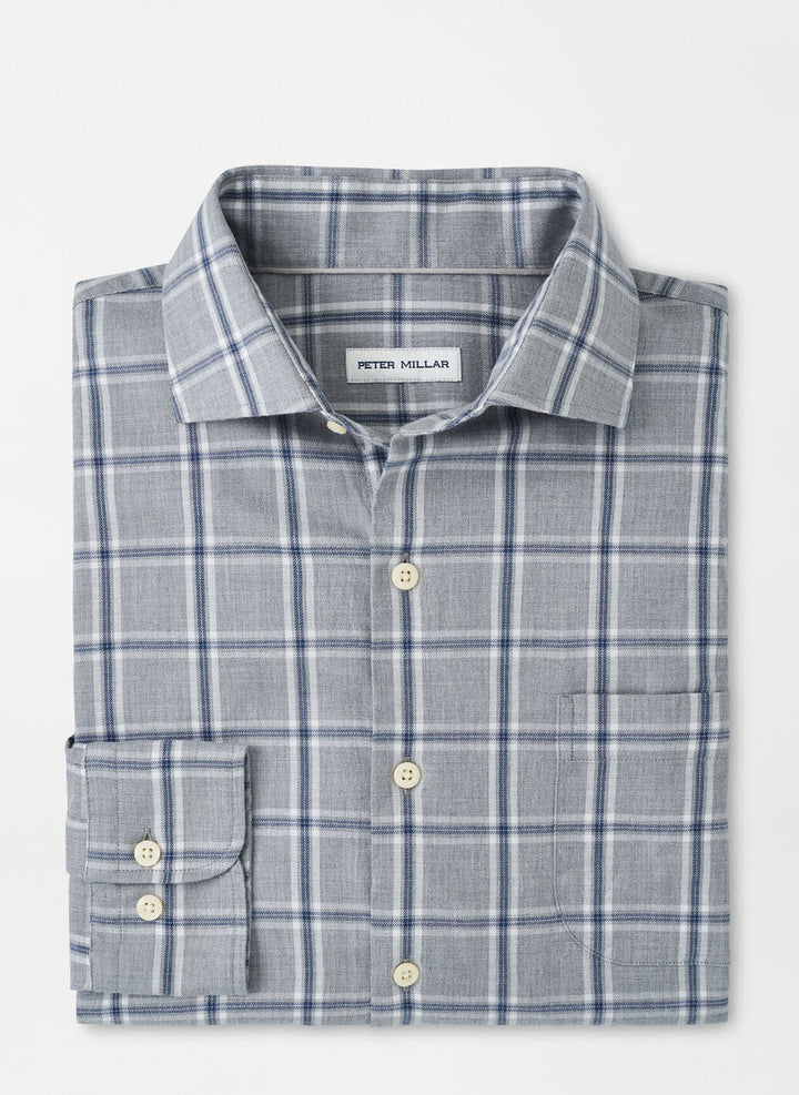 Peter Millar Vernon Flannelite Cotton-Stretch Sport Shirt: Gale Grey